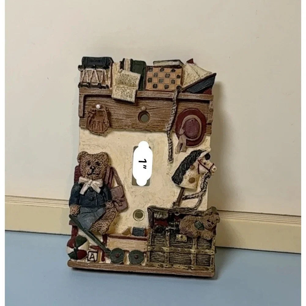 Vintage Teddy Bear Kids Toys Playroom 3D Light Switch Plate Wall Cover